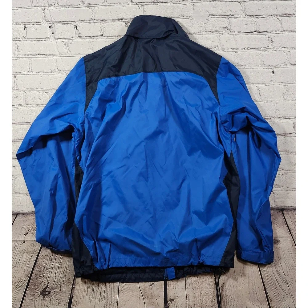 Columbia Mens Blue Packable Hood Windbreaker Jacket Large Full Zip Mesh Lined